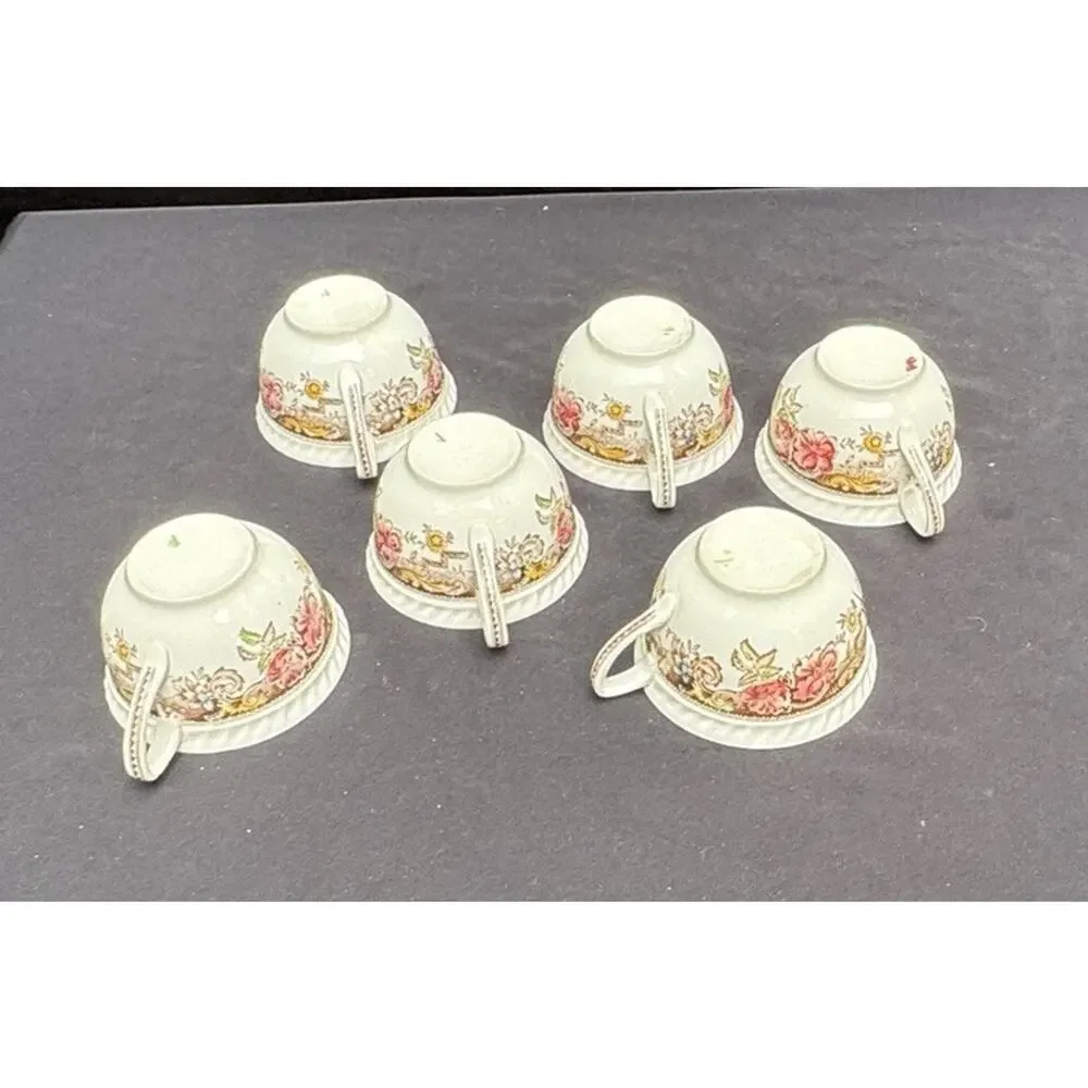 6 Johnson Bros. Devonshire Coffee Tea Cups Mugs Made in England -A83